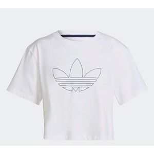Adidas Womens Top White XL Crop Logo Crewneck Oversized Plus Size